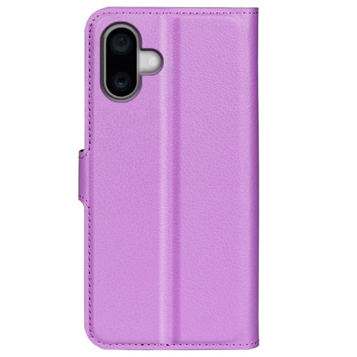 Bild 6,  iPhone 16 Plus Fodral Litchi Läder Lila - Teknikhallen.se