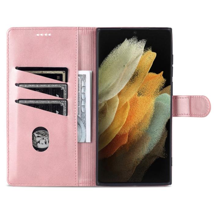 Bild 6, AZNS AZNS Samsung Galaxy S22 Ultra Fodral Läder Roséguld - Teknikhallen.se