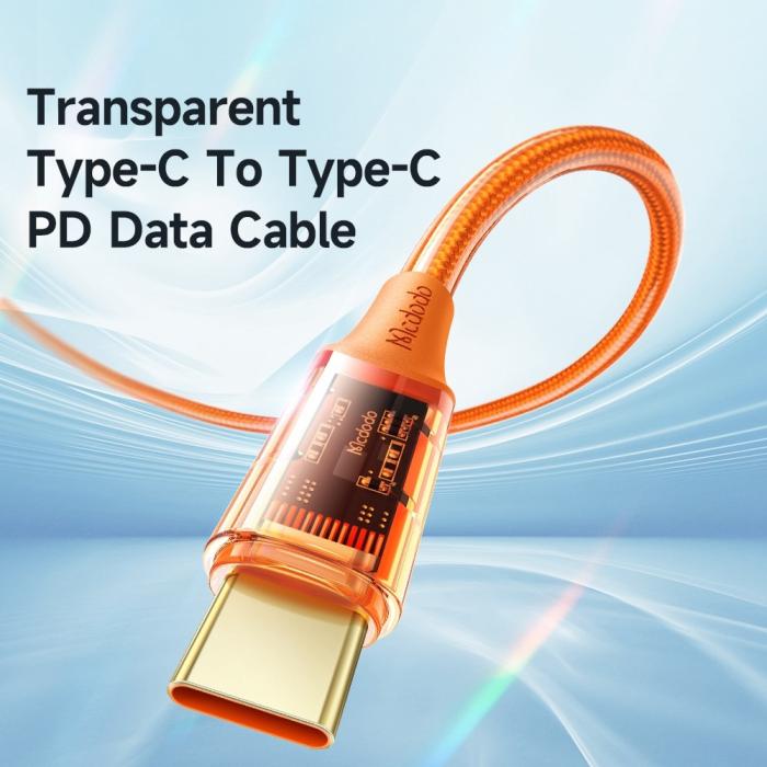 Bild 2, MCDODO Mcdodo 1.2m 100W PD USB-C - USB-C Kabel Orange - Teknikhallen.se