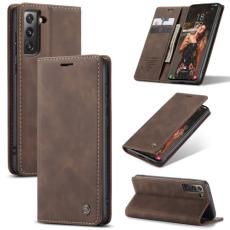 CASEME CASEME Samsung Galaxy S21 FE Fodral Retro Flip L&auml;der Brun - Teknikhallen.se