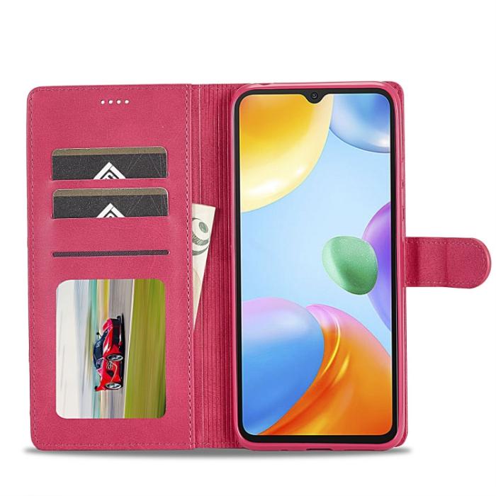 Bild 4, LC.IMEEKE LC.IMEEKE Xiaomi Redmi 10C Fodral Läder Röd/Rosa - Teknikhallen.se