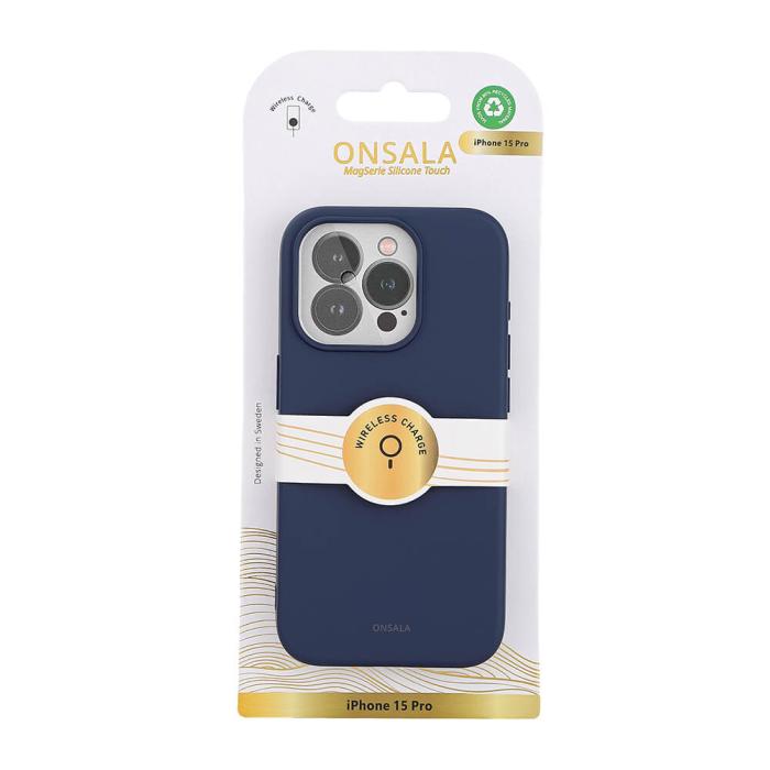 Bild 2, Onsala ONSALA iPhone 15 Pro MagSafe Skal Med Silikonyta Blå - Teknikhallen.se