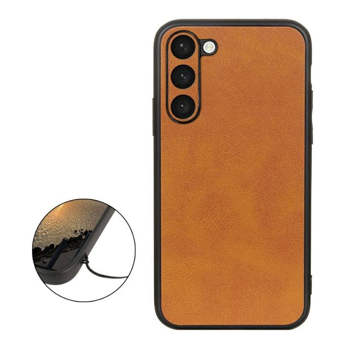 Bild 2,  Samsung Galaxy S23 Plus Skal Läderbelagt Brun - Teknikhallen.se