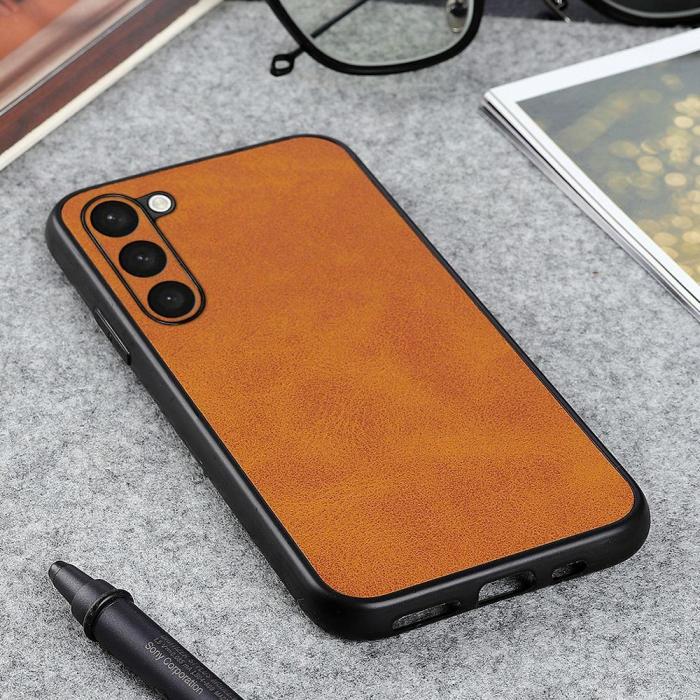 Bild 3,  Samsung Galaxy S23 Plus Skal Läderbelagt Brun - Teknikhallen.se