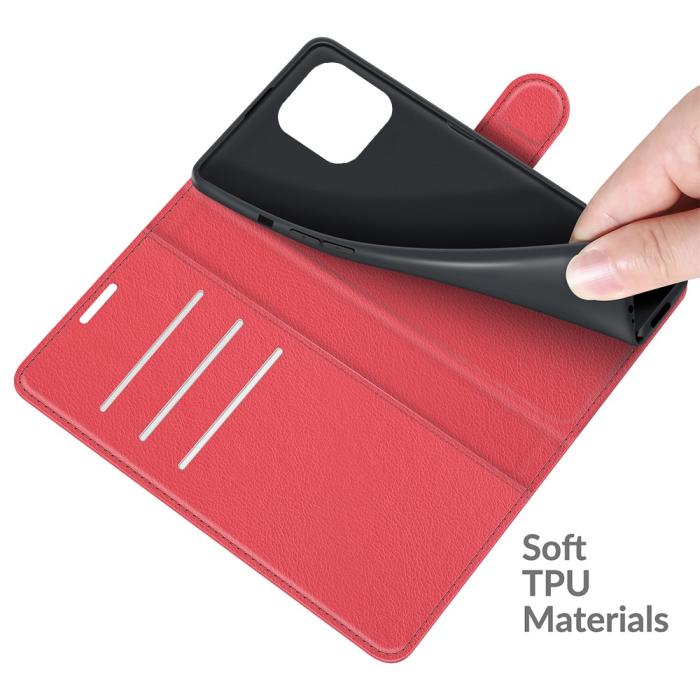 Bild 4,  iPhone 13 Pro Max Fodral Litchi Läder Röd - Teknikhallen.se