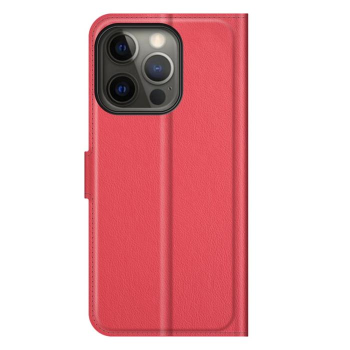 Bild 6,  iPhone 13 Pro Max Fodral Litchi Läder Röd - Teknikhallen.se