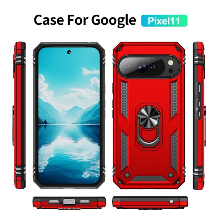 Bild 2,  Google Pixel 11 / 11 Pro Skal Hybrid Kickstand Röd - Teknikhallen.se