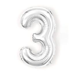  Sifferballong Nummer 3 40 cm Silver - Teknikhallen.se
