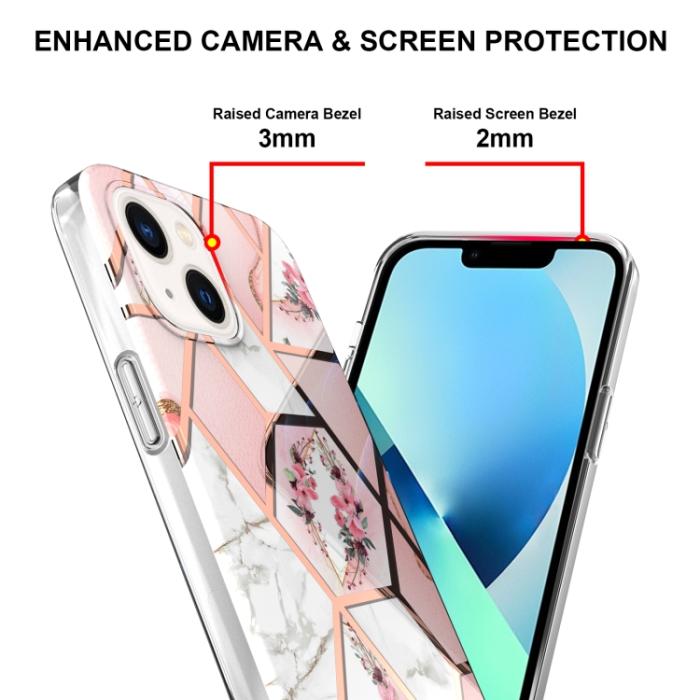 Bild 4,  iPhone 14 Skal Marmor TPU Rosa Blomma - Teknikhallen.se