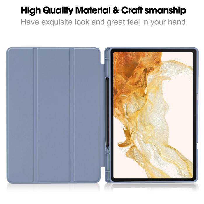 Bild 5,  Samsung Galaxy Tab S9 Plus Fodral Tri-Fold Pennhållare Lila - Teknikhallen.se