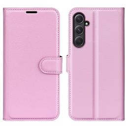  Samsung Galaxy A55 5G Fodral Litchi Läder Ljus Rosa - Teknikhallen.se