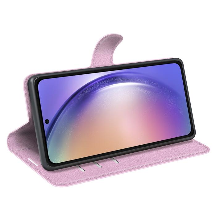 Bild 3,  Samsung Galaxy A55 5G Fodral Litchi Läder Ljus Rosa - Teknikhallen.se