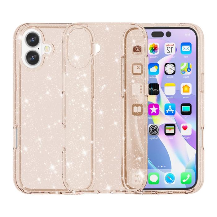 Bild 2,  iPhone 17 Skal Hybrid Glitter Guld - Teknikhallen.se