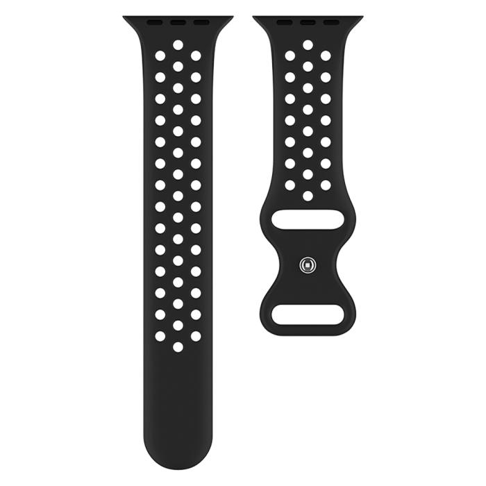 Bild 3, ColorPop Sportarmband Dual-Color Apple Watch 42/41/40/38 mm (S/M) Svart - Teknikhallen.se