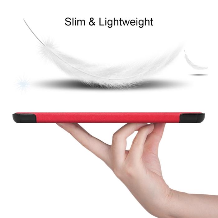 Bild 5,  Samsung Galaxy Tab S9 Fodral Tri-Fold Läder Röd - Teknikhallen.se