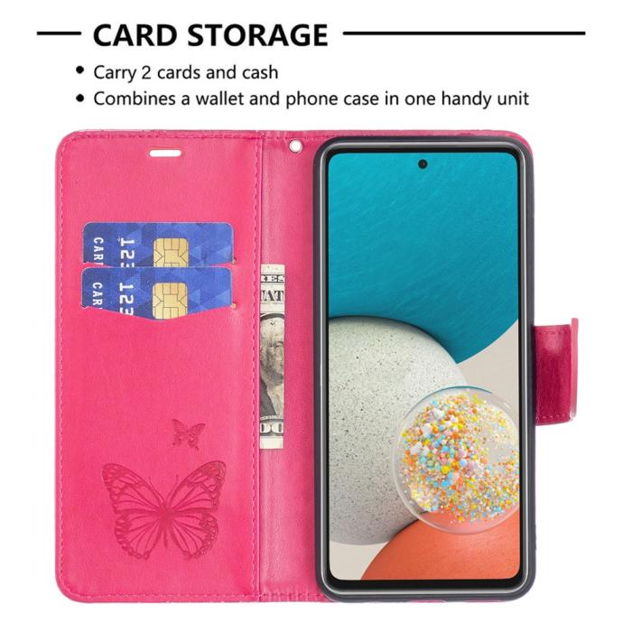 Bild 5,  Samsung Galaxy A53 5G Fodral Tryckta Fjärilar Rosa - Teknikhallen.se