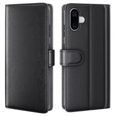  iPhone 16 Plus Fodral Premium &Auml;kta L&auml;der Svart - Teknikhallen.se