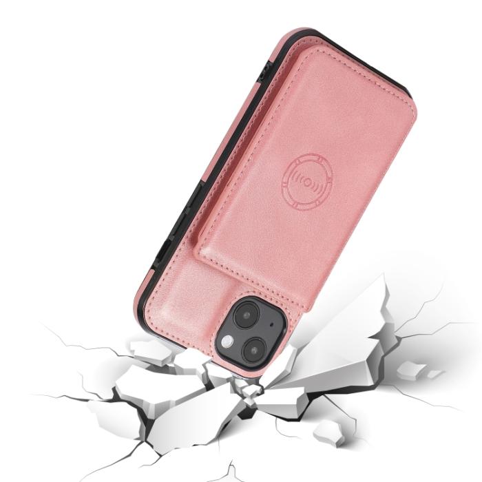 Bild 6,  iPhone 14 Plus Skal Med Kortfack Och Magnet Roséguld - Teknikhallen.se