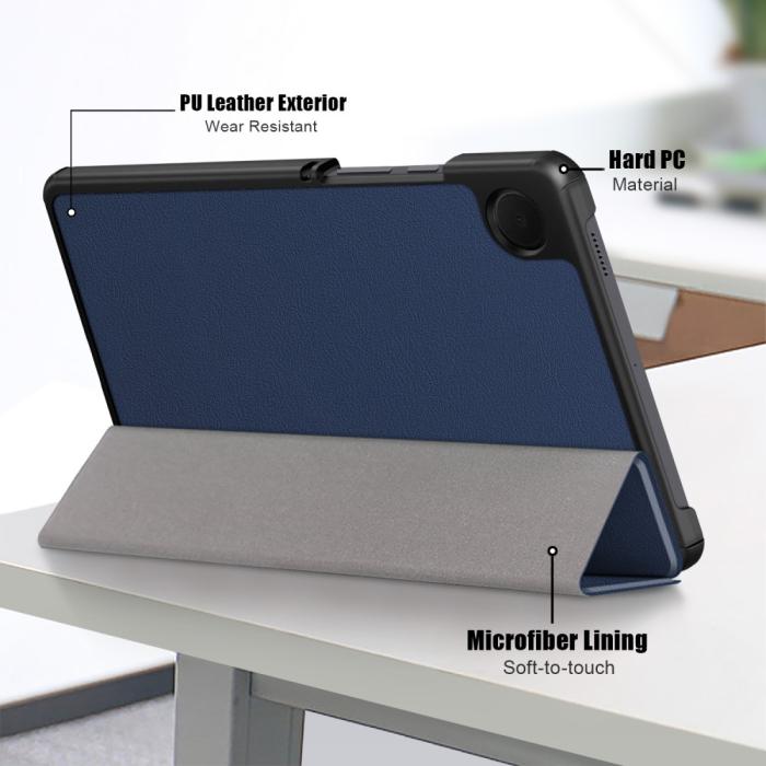 Bild 5,  Samsung Galaxy Tab A9 Fodral Tri-Fold PU Läder Blå - Teknikhallen.se