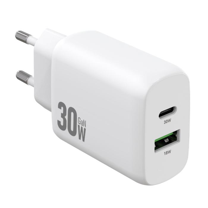 Bild 10, AMORUS Amorus 30W GaN PD QC USB-C / USB-A Väggladdare Vit - Teknikhallen.se