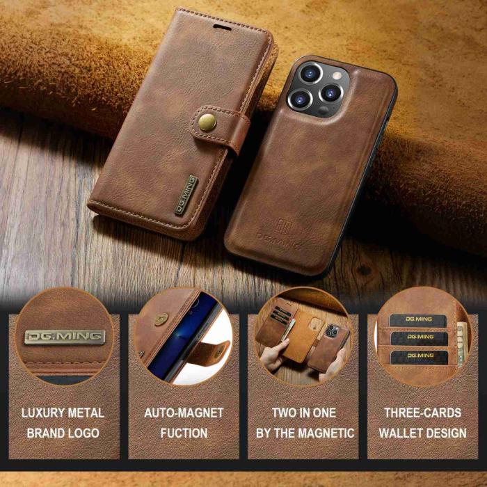 Bild 4, DG.MING DG.MING iPhone 14 Pro 2in1 Magnet Fodral / Skal Brun - Teknikhallen.se