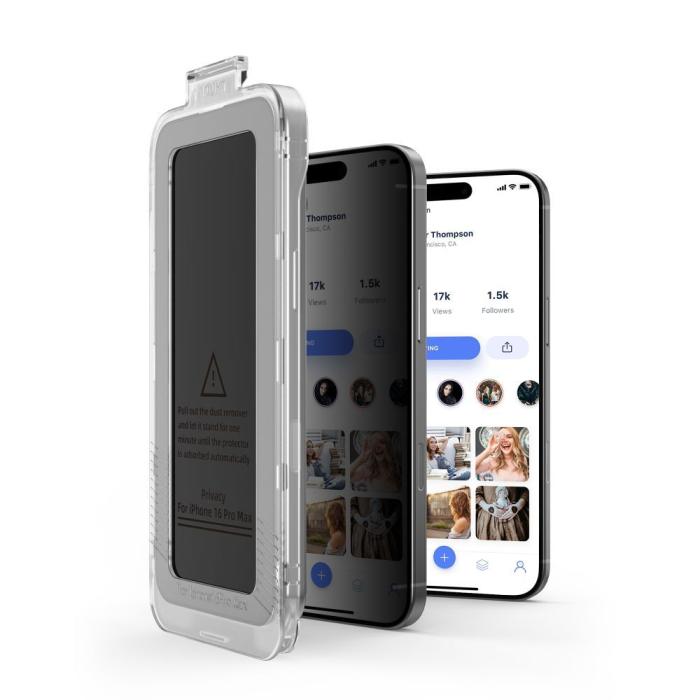Bild 4, Tech-Protect Tech-Protect iPhone 14 Pro 2-PACK Skärmskydd Quick Set Spy+ Privacy - Teknikhallen.se