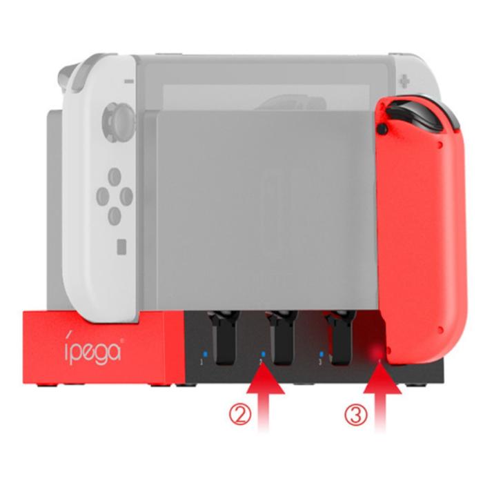 Bild 6, iPega iPega Nintendo Switch LED Laddstation För Ställ och 4x Joy-Con - Teknikhallen.se