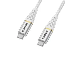 OtterBox OtterBox Premium 1m PD USB-C - USB-C Kabel Nylonfl&auml;tad Vit - Teknikhallen.se