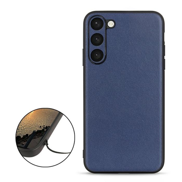 Bild 2,  Samsung Galaxy S23 Plus Skal Läderbelagt Blå - Teknikhallen.se