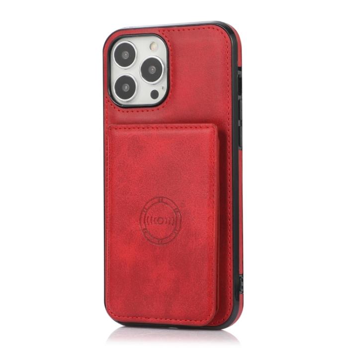 Bild 2,  iPhone 14 Pro Skal Med Kortfack Och Magnet Röd - Teknikhallen.se