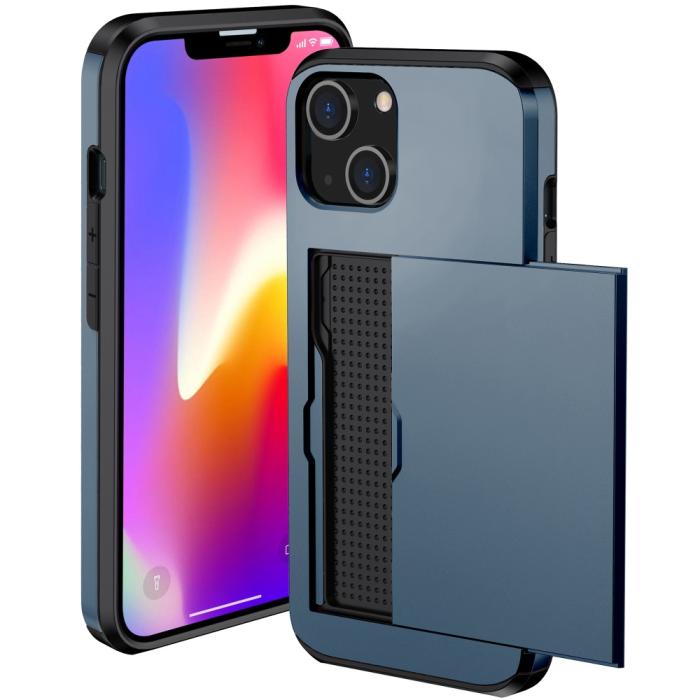 Bild 2,  iPhone 15 Plus Skal Hybrid Med Kortfack Blå - Teknikhallen.se