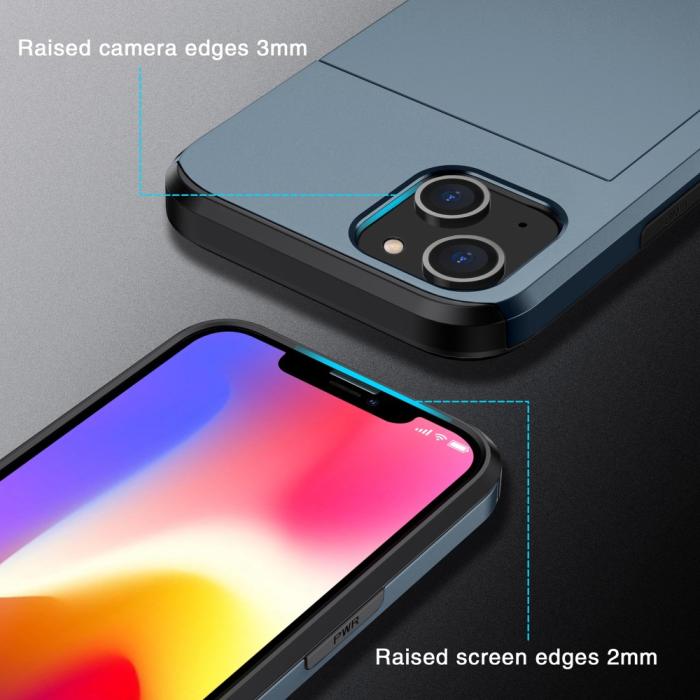 Bild 4,  iPhone 15 Plus Skal Hybrid Med Kortfack Blå - Teknikhallen.se