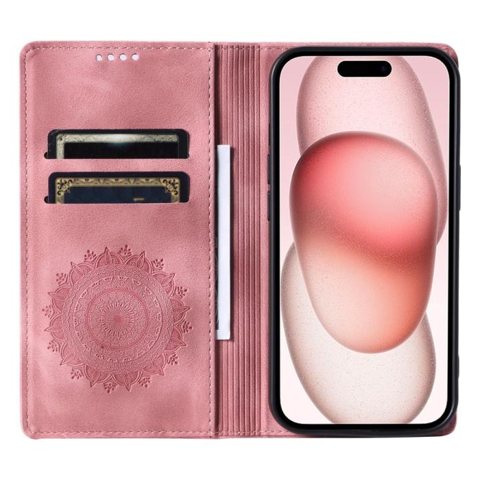 Bild 2,  iPhone 16 Pro Max Fodral Mandala Flip Läder Roséguld - Teknikhallen.se