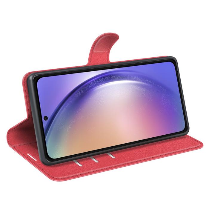 Bild 3,  Samsung Galaxy A55 5G Fodral Litchi Läder Röd - Teknikhallen.se