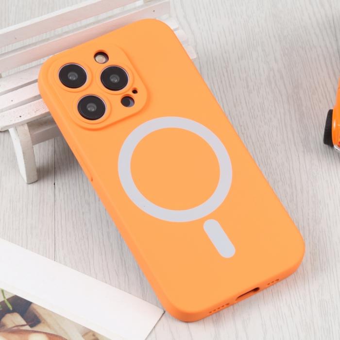 Bild 2,  iPhone 15 Pro Max Skal MagSafe Liquid Silikon Orange - Teknikhallen.se