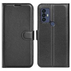  TCL 305 (2022) Fodral Litchi L&auml;der Svart - Teknikhallen.se