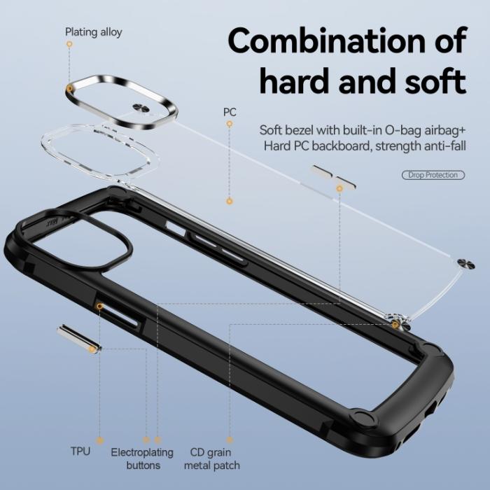 Bild 2,  iPhone 15 Pro Skal Shockproof Armor Hybrid Svart - Teknikhallen.se