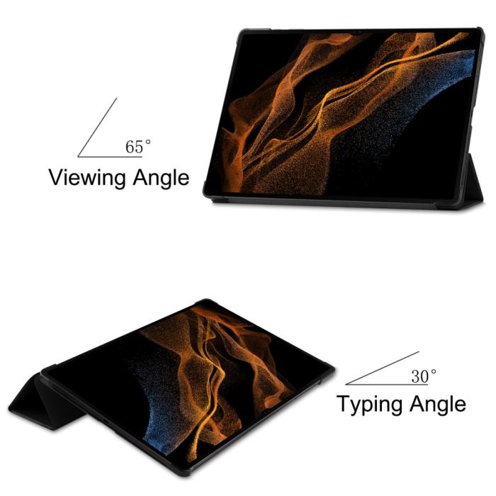 Bild 6,  Samsung Galaxy Tab S9 Ultra Fodral Tri-Fold Läder Svart - Teknikhallen.se