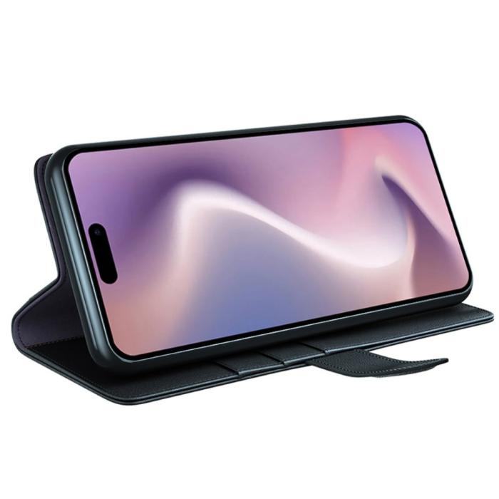 Bild 3,  iPhone 16 Plus Fodral Premium Äkta Läder Svart - Teknikhallen.se