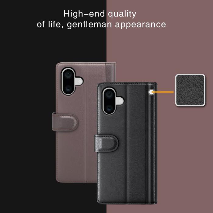 Bild 5,  iPhone 16 Plus Fodral Premium Äkta Läder Svart - Teknikhallen.se