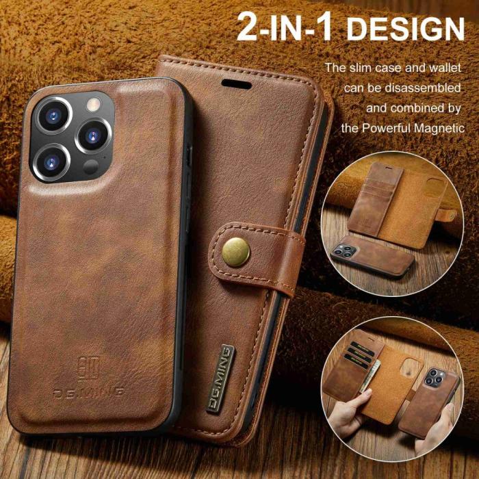 Bild 6, DG.MING DG.MING iPhone 14 Pro 2in1 Magnet Fodral / Skal Brun - Teknikhallen.se