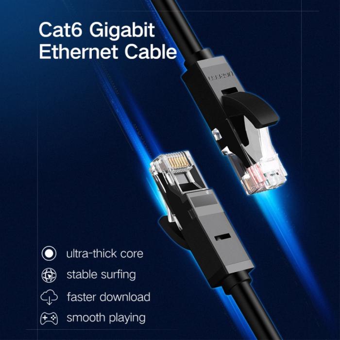 Bild 2, UGREEN UGREEN 10m Cat6 RJ45 UTP-nätverkskabel Svart - Teknikhallen.se