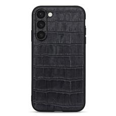  Samsung Galaxy S23 Plus Skal &Auml;kta L&auml;der Krokodil Textur Svart - Teknikhallen.se