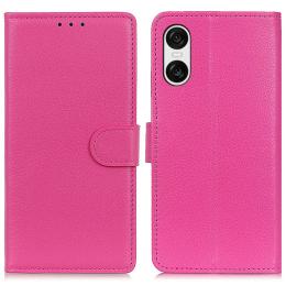  Sony Xperia 10 VI Litchi Läder Fodral Rosa - Teknikhallen.se