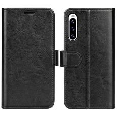  Sony Xperia 10 V Fodral Crazy Horse L&auml;der Svart - Teknikhallen.se