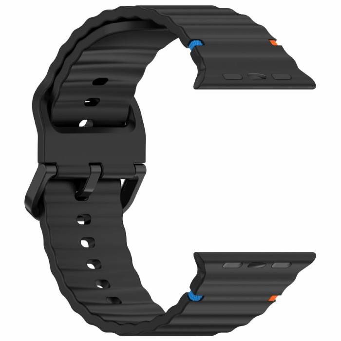 Bild 4,  Apple Watch 42/44/45/46/49 mm Armband Silikon Wave Svart - Teknikhallen.se