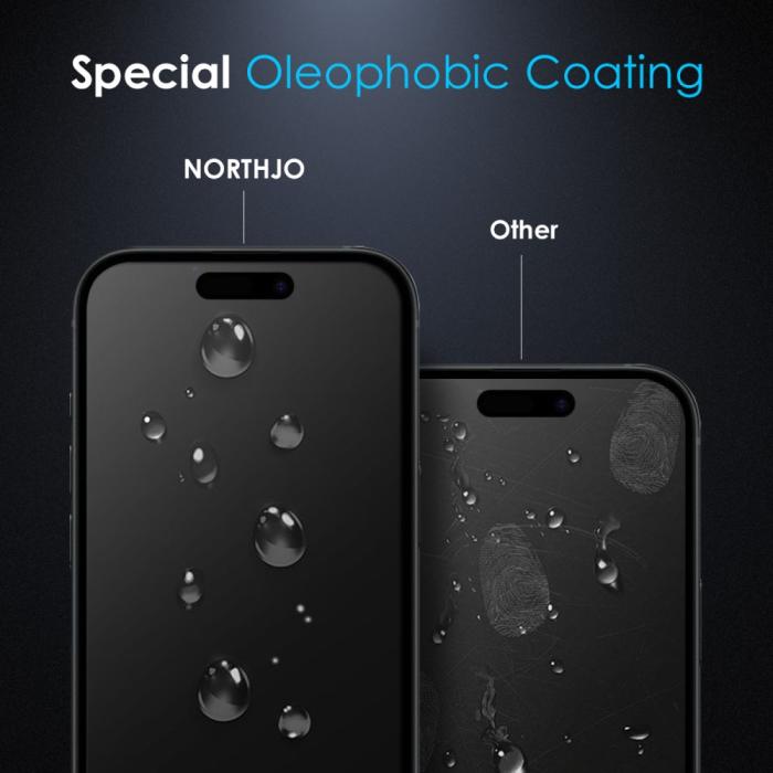 Bild 4, NORTHJO NORTHJO iPhone 16 Pro Max Skärmskydd Härdat Glas Privacy - Teknikhallen.se