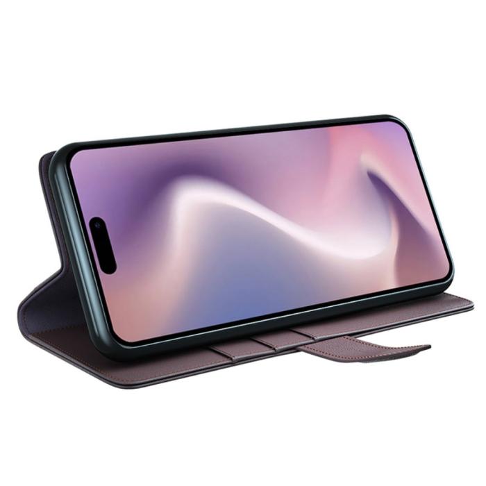 Bild 3,  iPhone 16 Plus Fodral Premium Äkta Läder Brun - Teknikhallen.se