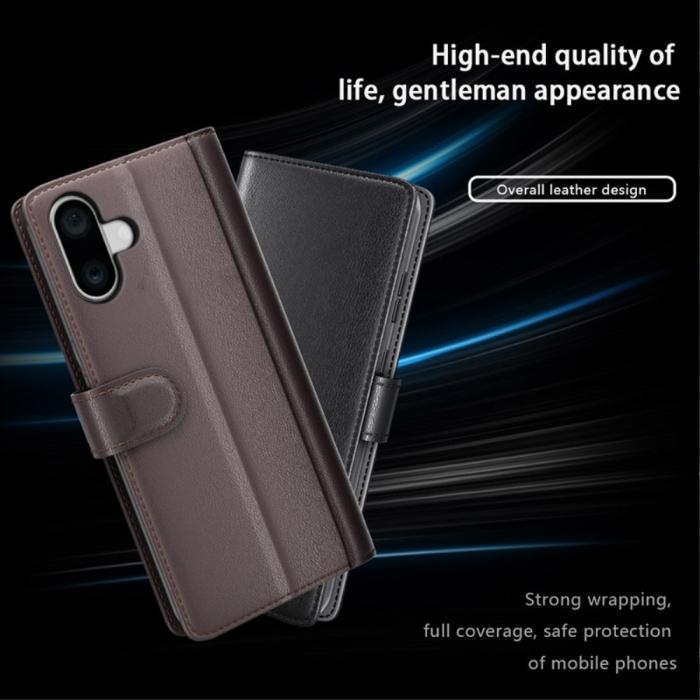 Bild 6,  iPhone 16 Plus Fodral Premium Äkta Läder Brun - Teknikhallen.se