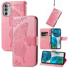  Motorola Moto G52/G82 Fodral Fj&auml;ril Tryck Rosa - Teknikhallen.se